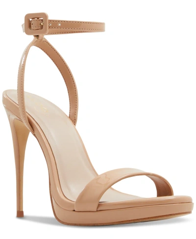 Aldo Women's Kat Ankle-strap Stiletto Dress Sandals In Dark Beige Patent