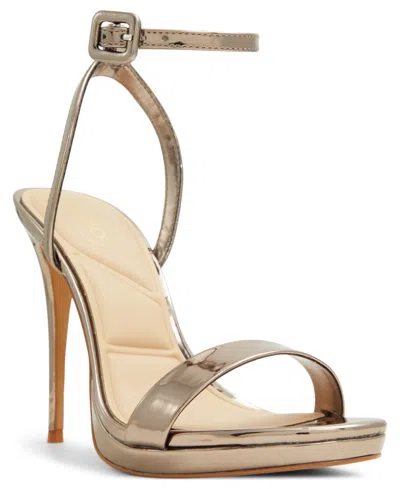 Aldo Katelina Ankle Strap Platform Sandal In Pewter