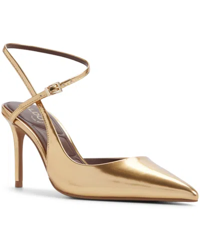 Aldo Women's Kymmberly Asymmetric Ankle-strap High-heel Pumps In Gold