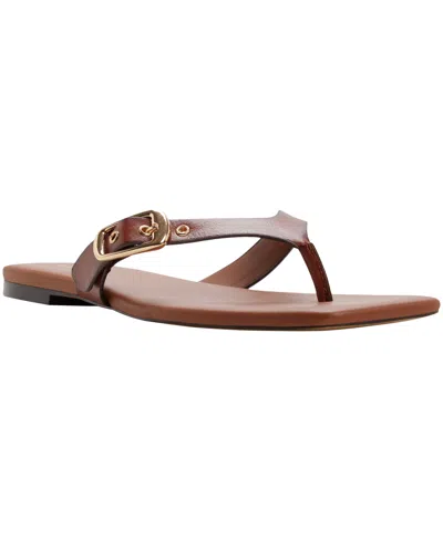 Aldo Women's Leonnia Pillow Walk Flat Thong Sandals In Tumbled Medium Brown