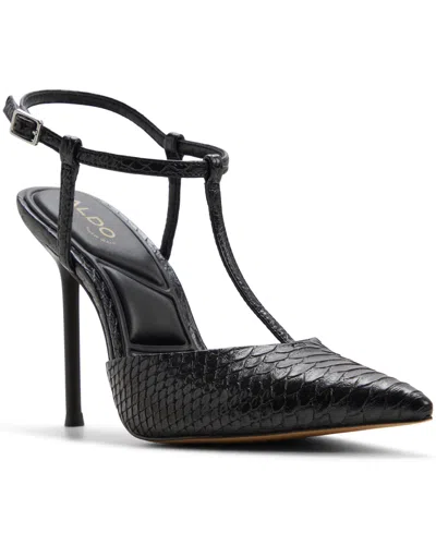 Aldo Leonniah Croc Embossed Leather Pump In Black