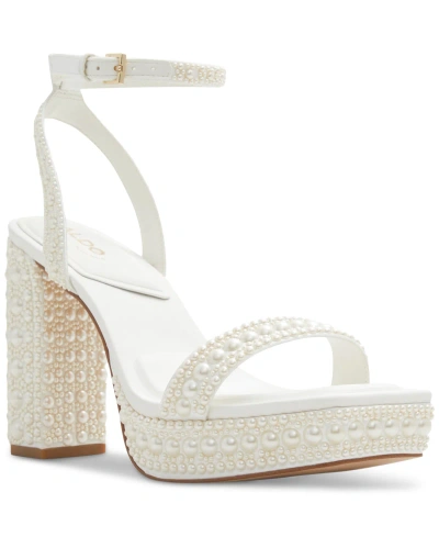 Aldo Women's Lulu Pearl Two-piece Platform Dress Sandals In White Mixed