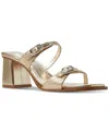 Aldo Women's Maymay Buckle Double Band Block-heel Slide Sandals In Gold Raffia