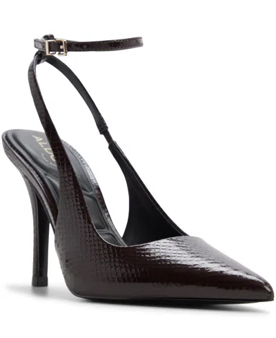 Aldo Nikoletta Ankle Strap Pointed Toe Pump In Burgundy
