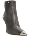 Aldo Nilita Heeled Ankle Boot In Pewter With Metal Toe Cap-silver In Pewter Metallic