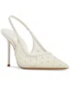 Aldo Pearlescent Slingback Pointed Toe Pump In White Mesh