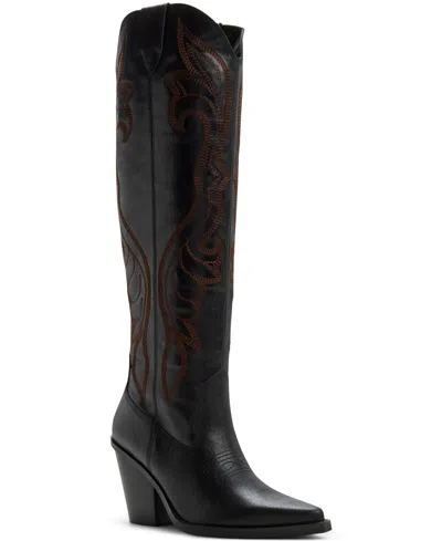 Aldo Women's Revolve Western Block Heel Knee-high Boots In Black
