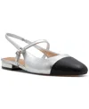 Aldo Sadey Slingback Mary Jane Cap Toe Flat In Silver Metallic Multi