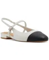 Aldo Sadey Slingback Mary Jane Cap Toe Flat In White,black Multi