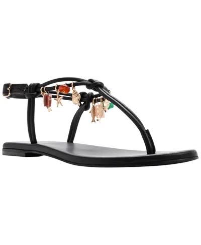 Aldo Women's Seajewels T-strap Round Toe Flat Sandals In Black