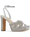 Aldo Womens Rhinestone Leather Ankle Strap In Silver Metallic