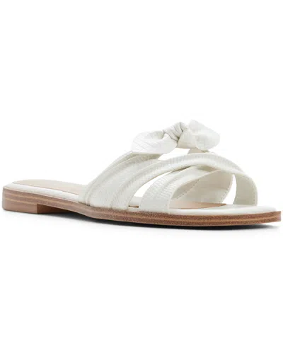 Aldo Women's Sunbeam Square Toe Flat Sandals In White