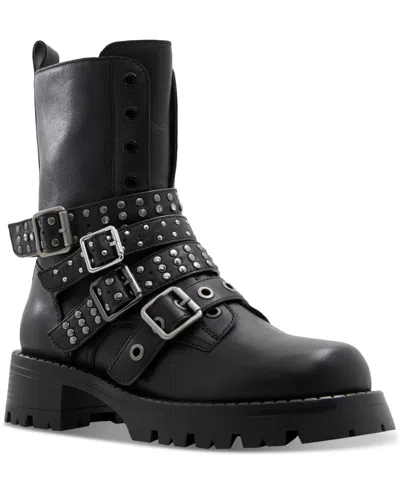 Aldo Women's Vortexia Studded Buckled-strap Booties In Black