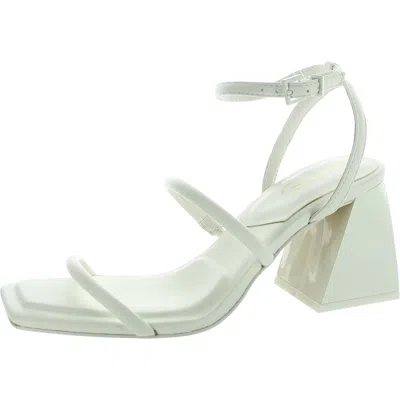 Aldo Womens Adjustable Faux Leather Block Heel In White