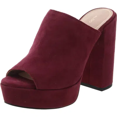 Aldo Womens Block Heel Faux Suede Heels In Purple