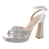 Aldo Womens Rhinestone Leather Ankle Strap In Silver