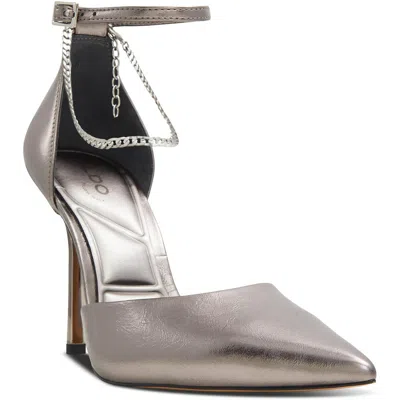 Aldo Womens Solid Man Made Ankle Strap In Silver