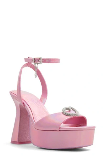 Aldo X Barbie Party Ankle Strap Platform Sandal In Shiny Pink