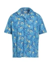 Alea Man Shirt Azure Size 17 Cotton In Blue