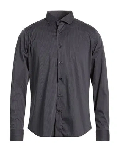 Alea Man Shirt Charcoal Size 16 ½ Cotton, Polyamide, Elastane In Blue