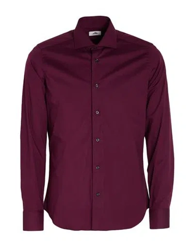 Alea Man Shirt Garnet Size 17 Cotton, Elastane In Red