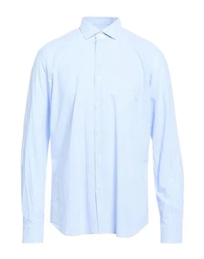 Alea Man Shirt Light Blue Size 17 Cotton, Linen In Brown
