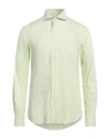 Alea Man Shirt Light Green Size 17 Cotton, Polyamide, Elastane In Green