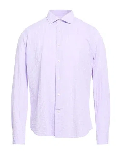 Alea Man Shirt Lilac Size 16 ½ Cotton, Linen In Multi