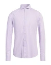 Alea Man Shirt Lilac Size 17 ½ Cotton, Polyamide, Elastane In Purple