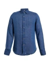 Alea Man Shirt Navy Size 15 ¾ Linen In Blue