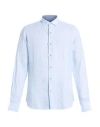 Alea Man Shirt Sky Blue Size 16 Linen In Blue