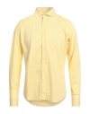 Alea Man Shirt Yellow Size 17 Cotton, Polyamide, Elastane