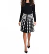 Aleeza Paris Houndstooth Pleated Skirt With Buttons In Black In Black