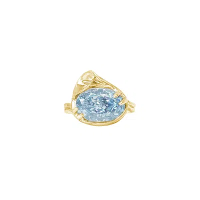 Alegoria Jewellery Women's Calla Stone Gold Plated Silver Ring - Blue