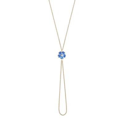 Alegoria Jewellery Women's Gold / Blue Forget Me Not Hand Chain Bracelet In Multi