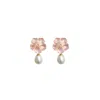 Alegoria Jewellery Women's Gold / Pink / White Bavella Mini Drop Pearl Earrings - Pink In Multi