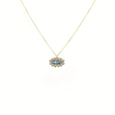 Alegoria Jewellery Women's Gold / White / Blue Arabella 14k Gold Blue Topaz Pearl Necklace