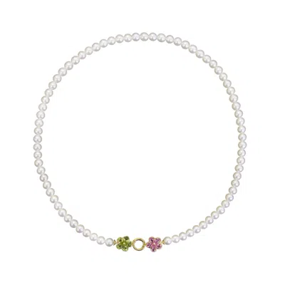 Alegoria Jewellery Women's Gold / White Spring Flowers Pearl Necklace In Gold/white