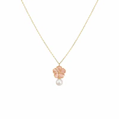 Alegoria Jewellery Women's Pink / Gold Bavella Mini Round Pearl Necklace - Pink In Pink/gold