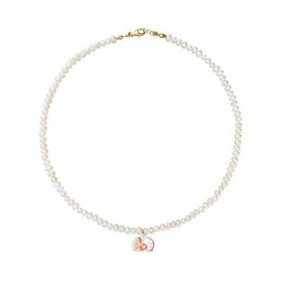 Alegoria Jewellery Women's Pink / White / Gold White Orchid White Pearl Necklace In Metallic