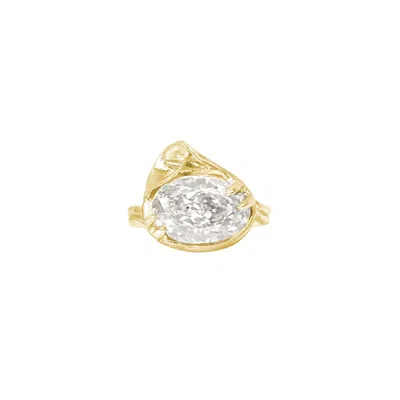 Alegoria Jewellery Women's White Calla Stone Gold Plated Silver Ring - Pure