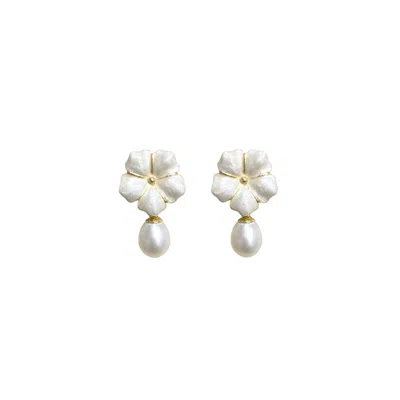 Alegoria Jewellery Women's White / Gold Bavella Mini Drop Pearl Earrings - White In Multi