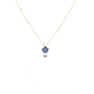 Alegoria Jewellery Women's White / Gold / Blue Forget Me Not Necklace Mini