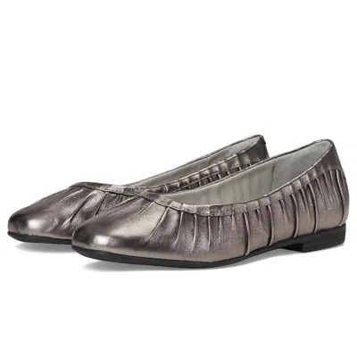 Alegria Beka Ballet Flats Womenspewter Pleated Leather Slip On Shoes Zogg3251 In Silver