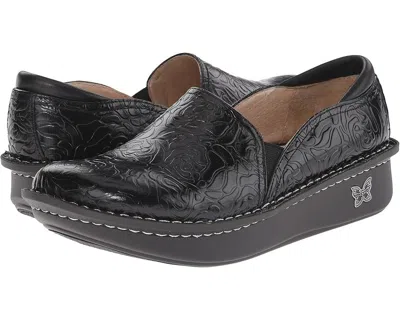 Alegria Debra Clog Women 42 Black Emboss Leather Round Toe Slip On Shoes Khd2616 (black,42)