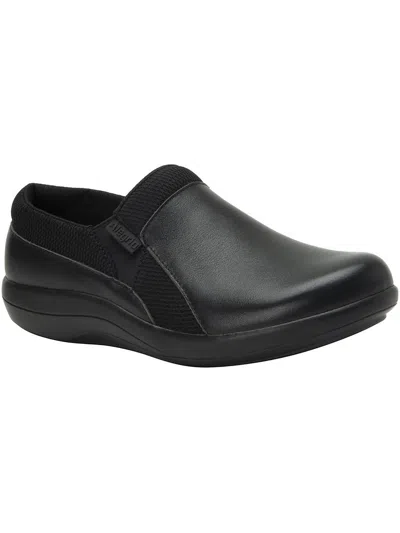 Alegria Duette Wide Womens Faux Leather Casual Clogs In Black