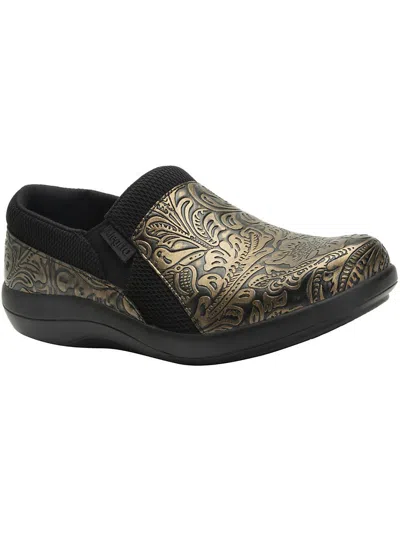 Alegria Duette Womens Floral Print Slip On Clogs In Gold