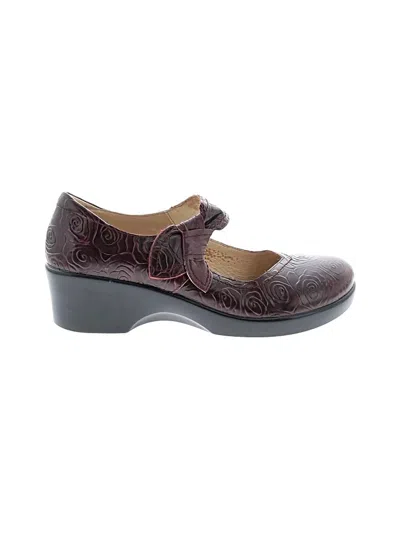 Pre-owned Alegria Flats In Burgundy