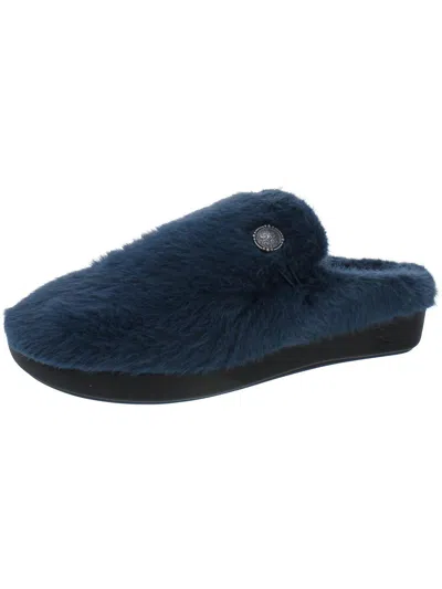Alegria Loungeree Womens Faux Fur Lined Faux Fur Slide Slippers In Blue