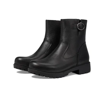 Alegria Shera Women's 5-5.5 Black Leather Side Zip Lug Sole Ankle Boots Htat1192